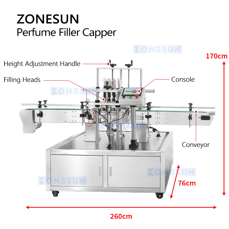 ZONESUN ZS-FAL180X Automatic Perfume Bottle Liquid Vacuum Filling Capping Machine