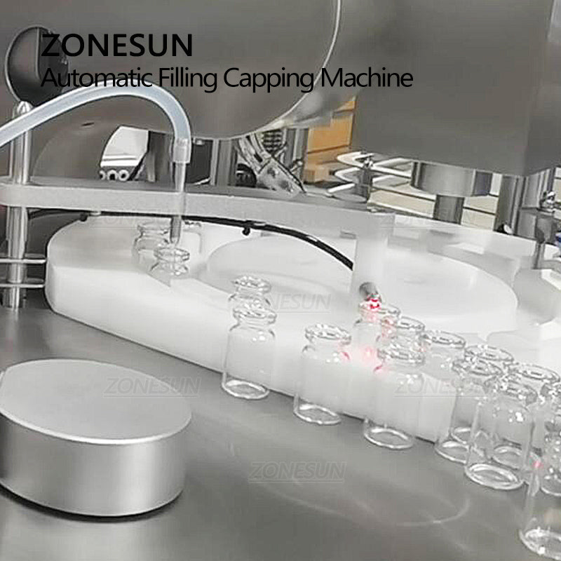 ZONESUN ZS-AFC20 Botella de penicilina automática Bomba peristáltica Máquina de llenado y tapado de líquidos con alimentador de tapas 