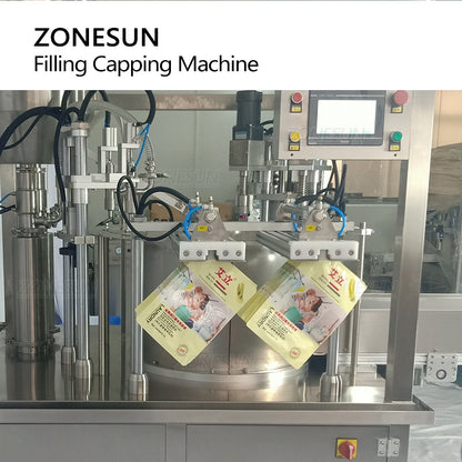 ZONESUN ZS-YTZL2 Servo Doypack Feeding Filling Capping Machine with Conveyor