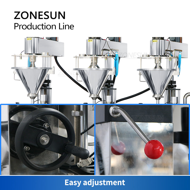 ZONESUN ZS-FMYG1 Servomotor Auger Línea de producción de llenado y tapado de polvo 