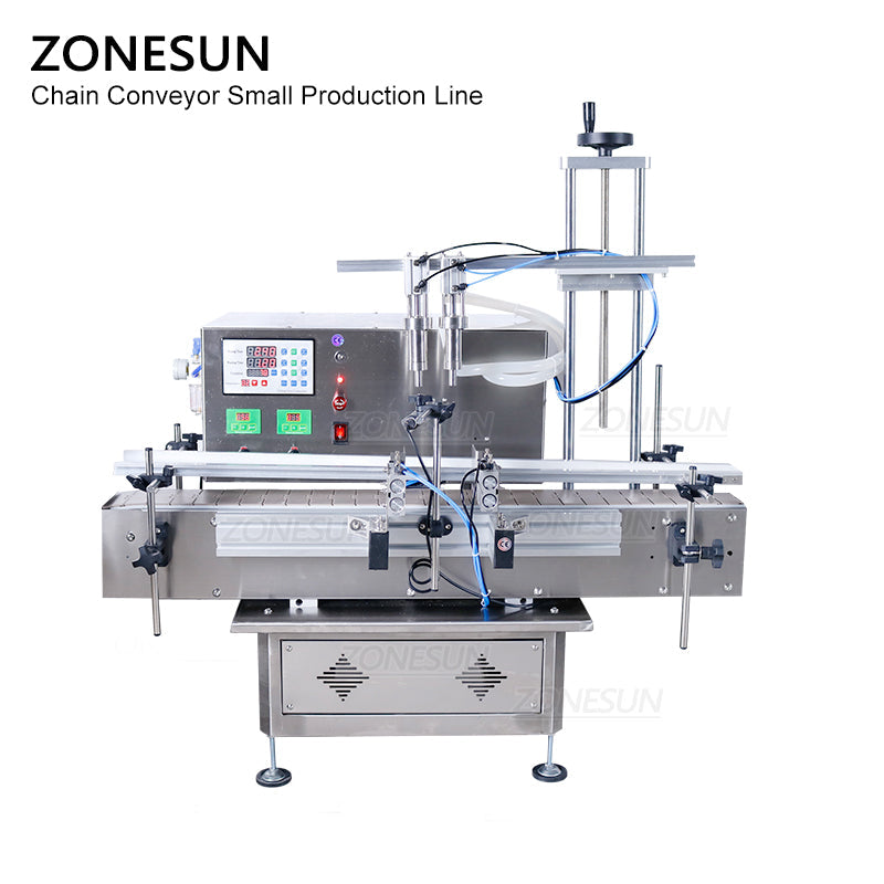 ZONESUN Small Automatic Pneumatic Filling Capping And Flat Labeling Machine With Bottle Unscrambler