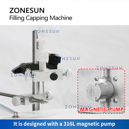 ZONESUN ZS-AFC7 Single Nozzle Magnetic Pump Liquid Filling and Capping Machine