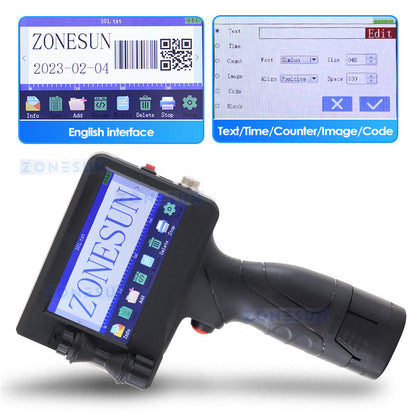 Máquina de codificación de impresora de inyección de tinta portátil ZONESUN ZS-HIP127