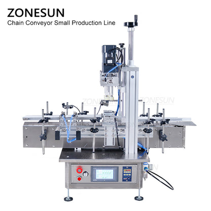 ZONESUN Small Automatic Pneumatic Filling Capping And Flat Labeling Machine With Bottle Unscrambler