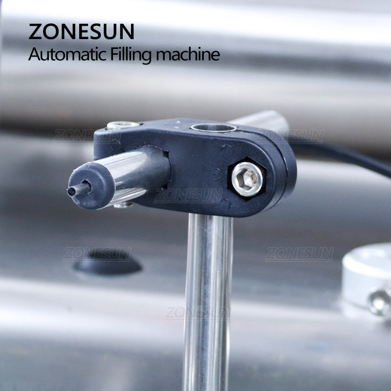 ZONESUN ZS-DTYT2L Máquina neumática de llenado de líquido de pistón de 2 boquillas con cinta transportadora 