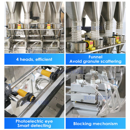 ZONESUN ZS-GW4 Automatic 4 Heads Granule Weighing Filling Machine