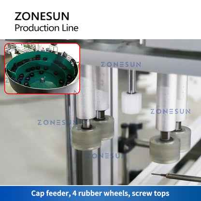 ZONESUN ZS-FAL180D6 4 boquillas bomba magnética tapa de llenado de líquido atornillado línea de producción de etiquetado de botellas redondas 