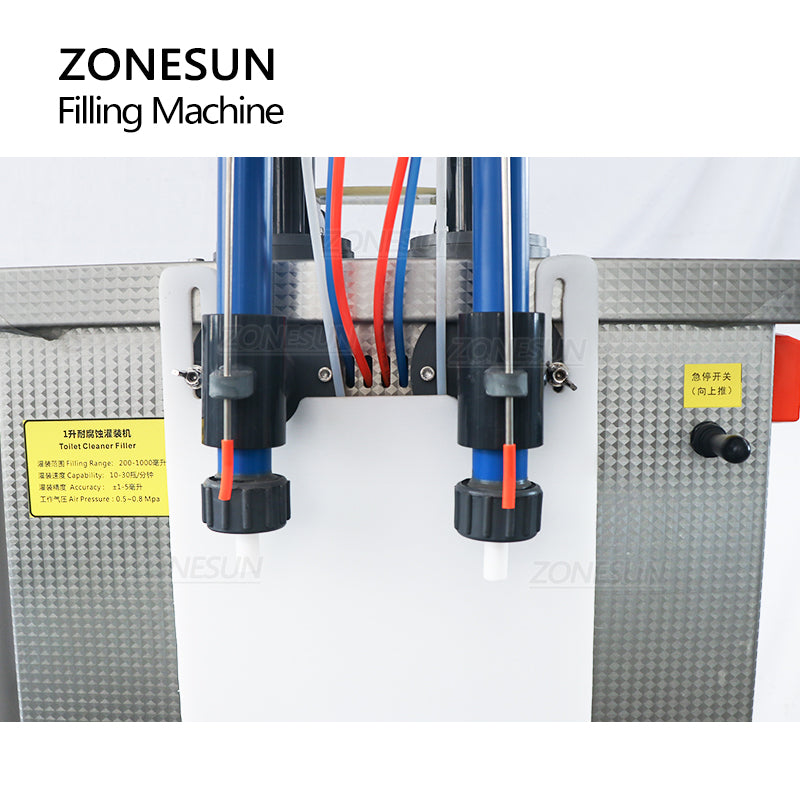 Máquina de llenado de líquidos corrosivos de 2 boquillas semiautomática totalmente neumática ZONESUN 