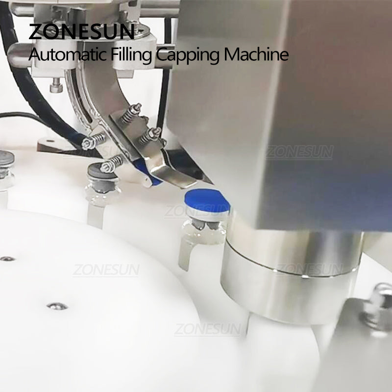 ZONESUN ZS-AFC20 Botella de penicilina automática Bomba peristáltica Máquina de llenado y tapado de líquidos con alimentador de tapas 