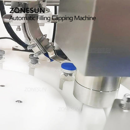 ZONESUN ZS-AFC20 Botella de penicilina automática Bomba peristáltica Máquina de llenado y tapado de líquidos con alimentador de tapas 