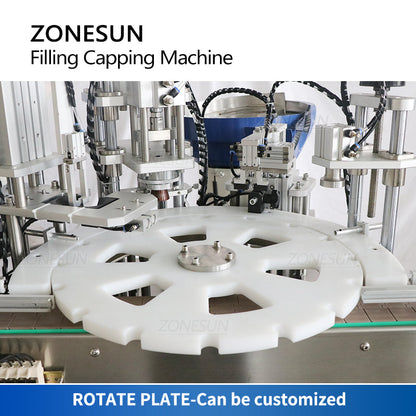 ZONESUN ZS-AFC9 Bomba magnética automática Llenado de líquidos Máquina tapadora de botellas de perfume con alimentador de tapas 