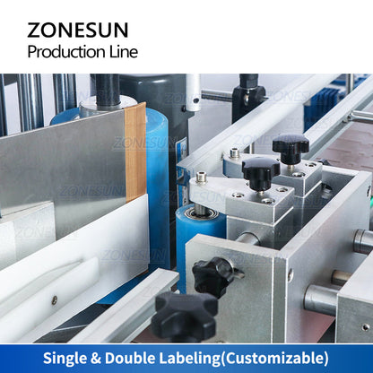 ZONESUN Servo Motor Rotor Pump Paste Filling Screw Capping Round Bottle Labeling Production Line