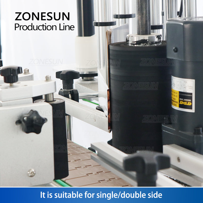 ZONESUN ZS-FAL180X4 4 Diving Nozzles Magnetic Pump Liquid Filling Capping Round Bottle Labeling Machine with Unscrambler