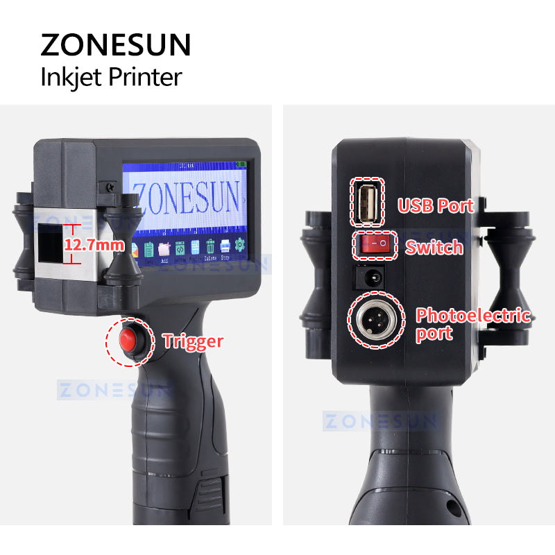 Máquina de codificación de impresora de inyección de tinta portátil ZONESUN ZS-HIP127