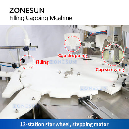 Máquina tapadora de llenado de líquidos con bomba magnética ZONESUN ZS-AFC7A con alimentador de tapas 