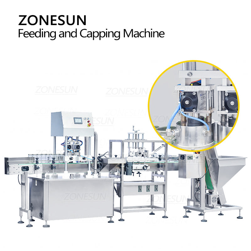 ZONESUN ZS-XGVS1 Automatic Vacuum Can Capping Machine With Cap Feeder