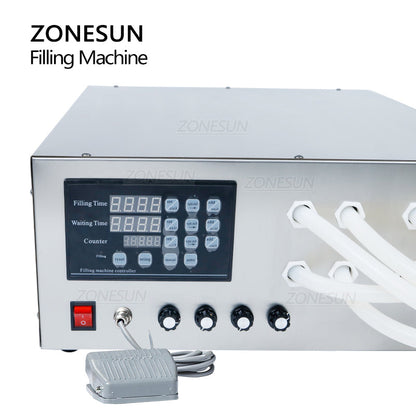 ZONESUN 20-17000ml Semi-Automatic Big Flow 4 Nozzles Liquid Filling Machine