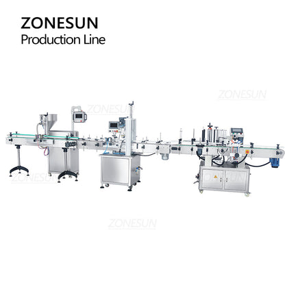 ZONESUN Servo Motor Rotor Pump Paste Filling Screw Capping Round Bottle Labeling Production Line