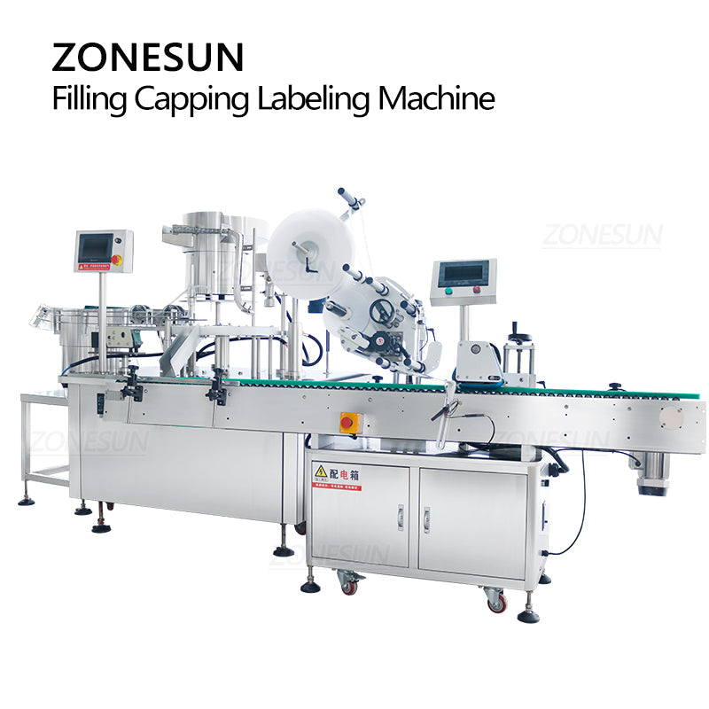 ZONESUN ZS-FAL180Z3 Full-automatic Peristaltic Pump Liquid Filling Capping Labeling Machine With 2 Unscramblers