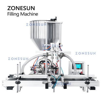 ZONESUN ZS-DTGT2 Máquina automática de llenado de pasta con bomba de pistón neumática de 2 boquillas de elevación 