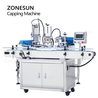 ZONESUN ZS-AFC8 Rotate Spray Head Round Bottle Capping Machine with Cap Feeder