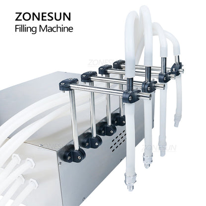 ZONESUN 20-17000ml Semi-Automatic Big Flow 4 Nozzles Liquid Filling Machine