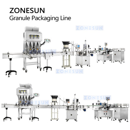 ZONESUN ZS-FAL180X10 Automatic Granule Weighing Filling Capping Labeling Production Line