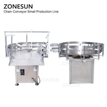 ZONESUN Small Automatic Pneumatic Filling Capping And Flat Labeling Machine With Bottle Unscrambler