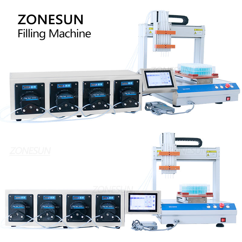 ZONESUN ZS-XYZ4A 4 Nozzles Peristaltic Pump Small-volume Liquid Filling Machine（Best Offer）