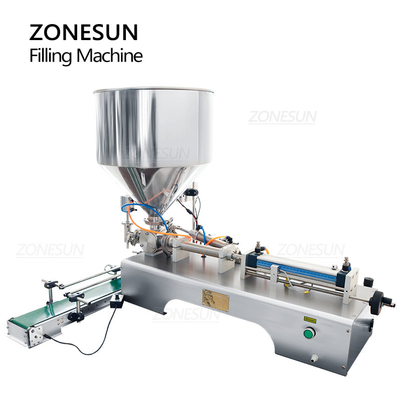 ZONESUN ZS-GTPC1 Pneumatic Paste&Viscous Liquid Filling Machine with Conveyor