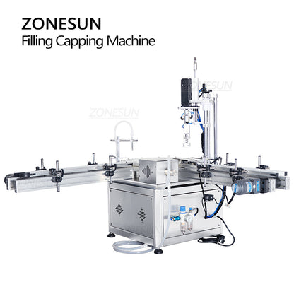 ZONESUN ZS-AFC1S Automatic Magnetic Pump Liquid Filling And Capping Machine with Turntable Conveyor