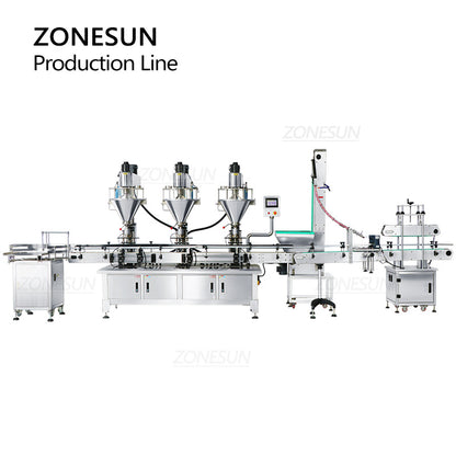 ZONESUN ZS-FMYG1 Servo Motor Auger Powder Filling Capping Production Line