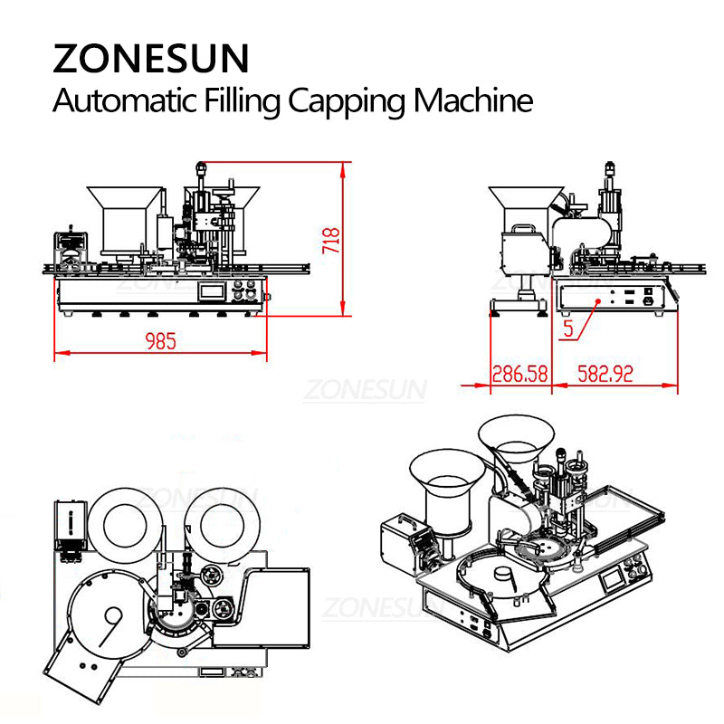 ZONESUN ZS-AFC20 Automatic Penicillin Bottle Peristaltic Pump Liquid Filling And Capping Machine With Cap Feeder