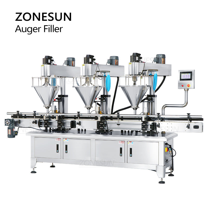 ZONESUN ZS-FM4A Máquina automática de llenado de polvo de barrena con servomotor de 3 cabezales 