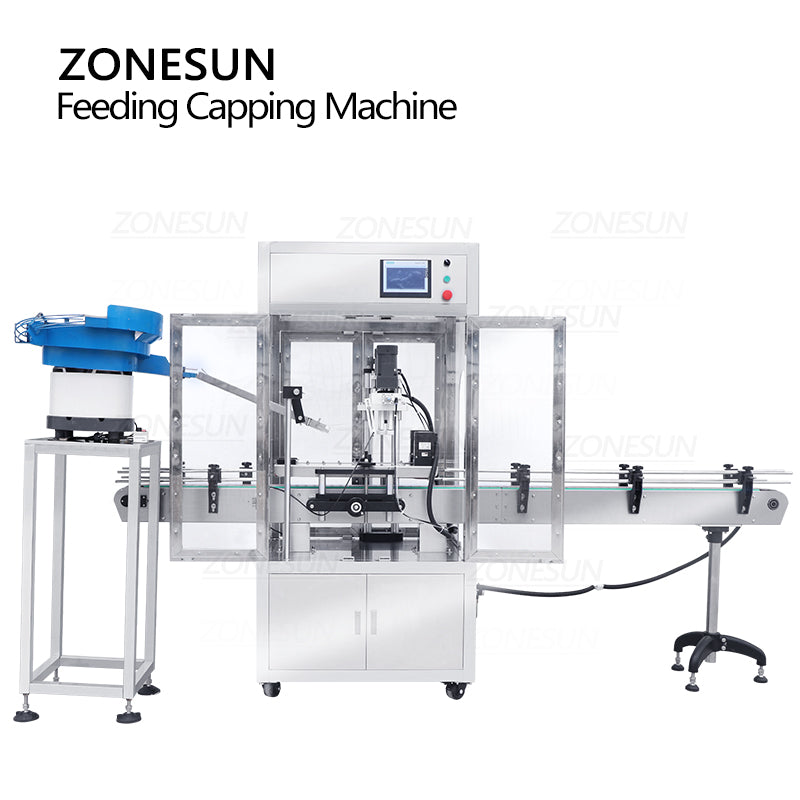 ZONESUN ZS-XG440DV Automatic Capping Machine With Cap Feeder and Dust Cover