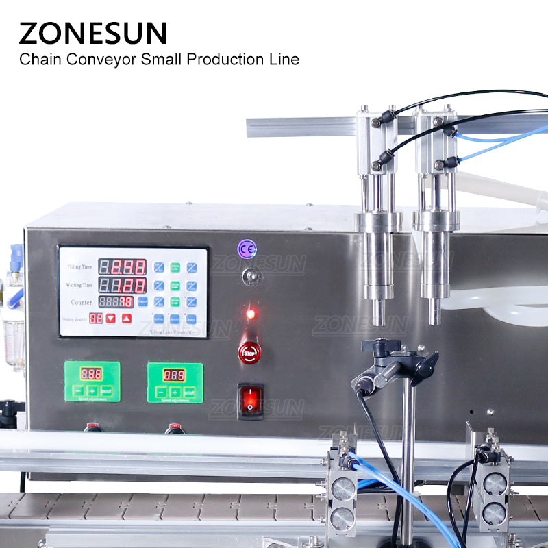 ZONESUN Small Automatic Pneumatic Filling Capping And Flat Labeling Machine With Bottle Unscrambler