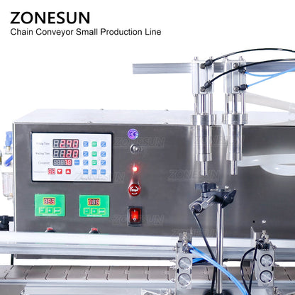 ZONESUN Small Automatic Pneumatic Filling Capping And Flat Labeling Machine With Bottle Unscrambler