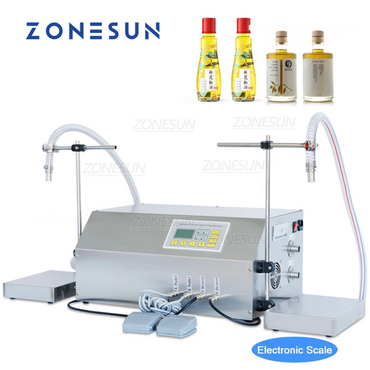 ZONESUN ZS-GP262W 150-18000ml 2 Heads Gear Pump Liquid Filling And Weighing Machine