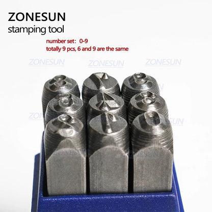 ZONESUN 9PCS Number " 0-9 " Steel Stamping Tools