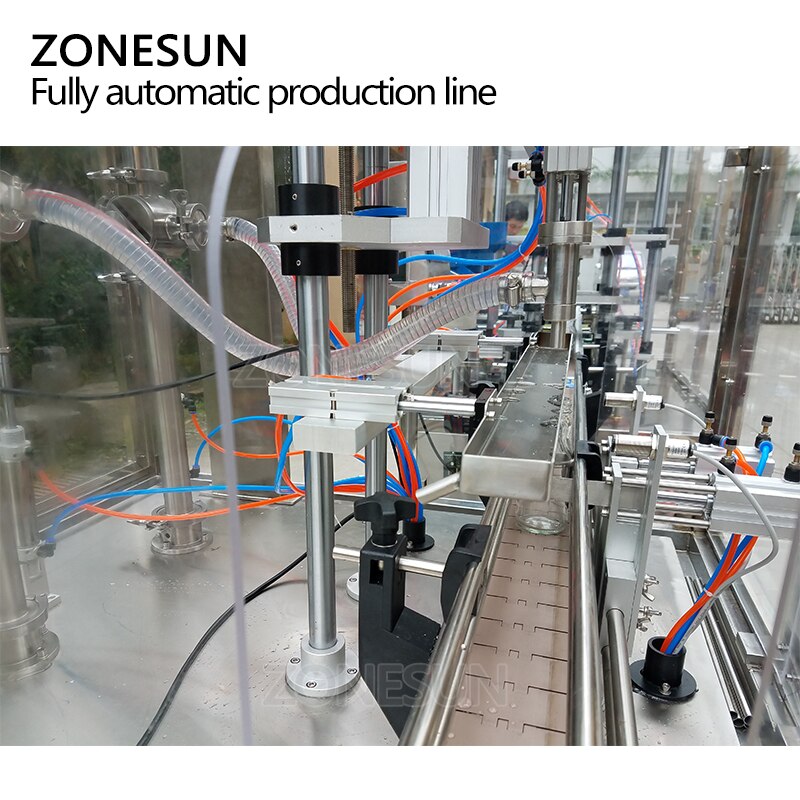 Máquina etiquetadora de botellas redondas con tapa y llenado de líquidos de 6 boquillas eléctricas de tipo Vertical ZONESUN