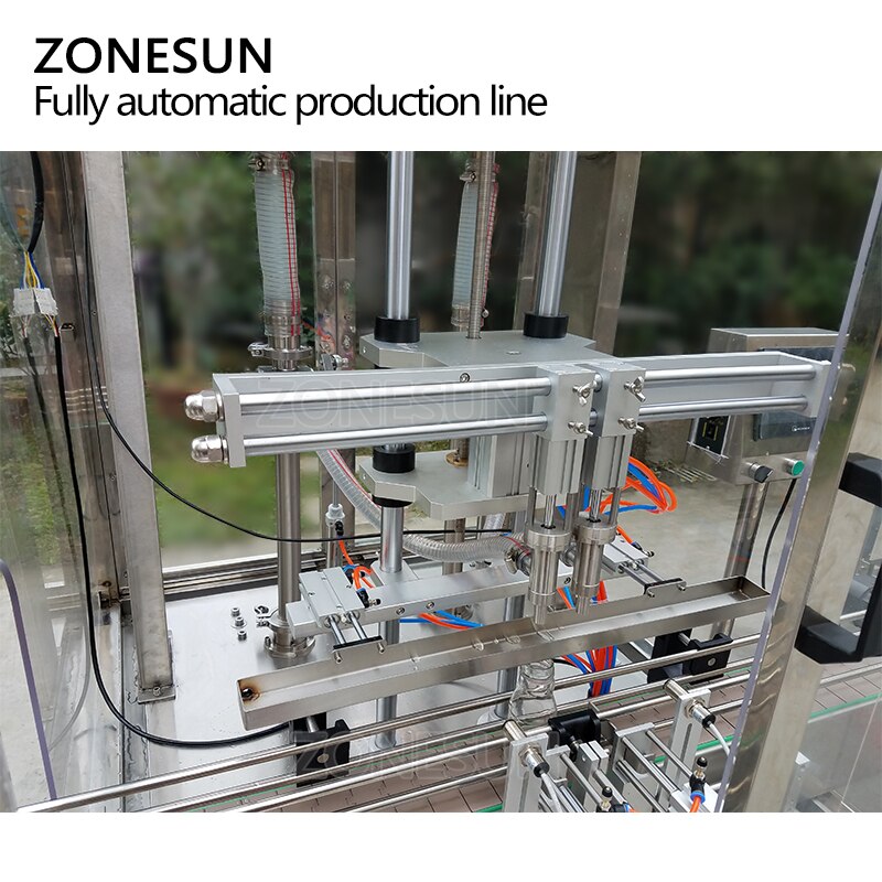 ZONESUN Vertical Type Electric 6 Nozzles Liquid Filling Capping Round Bottle Labeling Machine