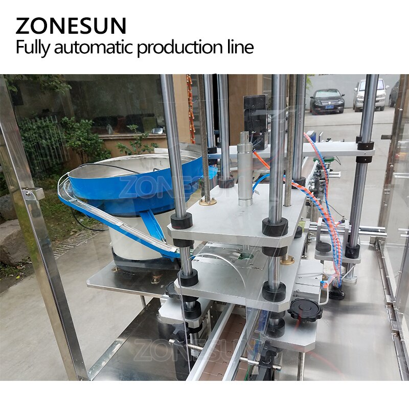 ZONESUN Vertical Type Electric 6 Nozzles Liquid Filling Capping Round Bottle Labeling Machine