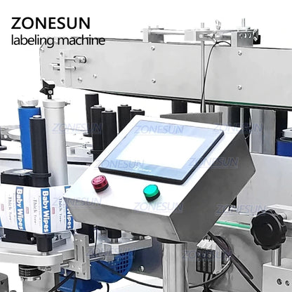 Etiquetadora automática de botellas cuadradas irregulares de doble cara ZONESUN