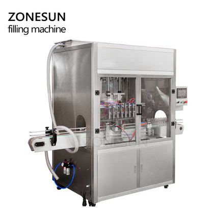 ZONESUN Automatic Pneumatic 4 Nozzles High Speed Liquid Filling Machine