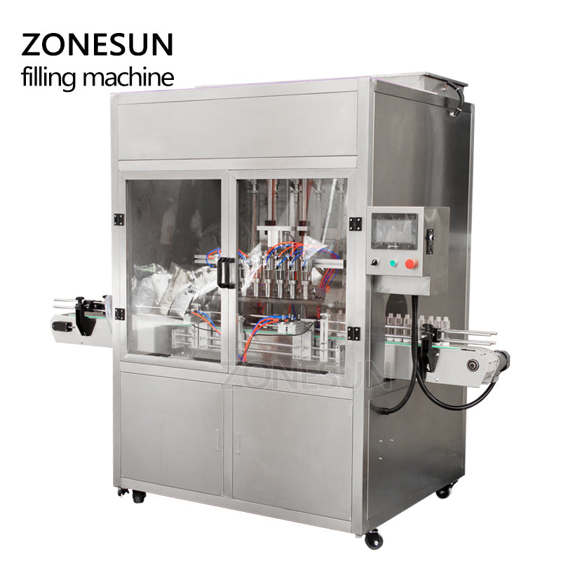 ZONESUN Automatic Pneumatic 4 Nozzles High Speed Liquid Filling Machine