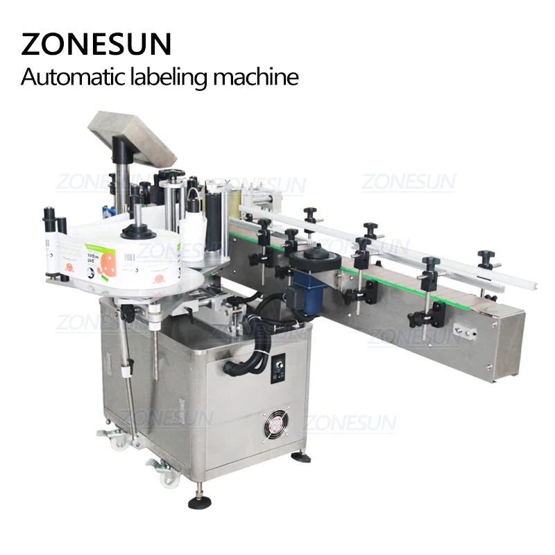 ZONESUN Automatic Round Bottle Labeling Machine With PLC Contorl