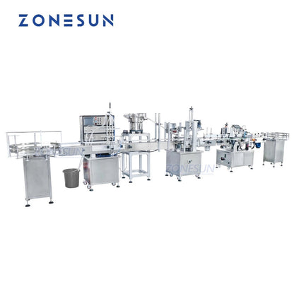 ZONESUN Custom Liquid Filling Capping And Round Labeling Machine With Vibratory Cap Feeder