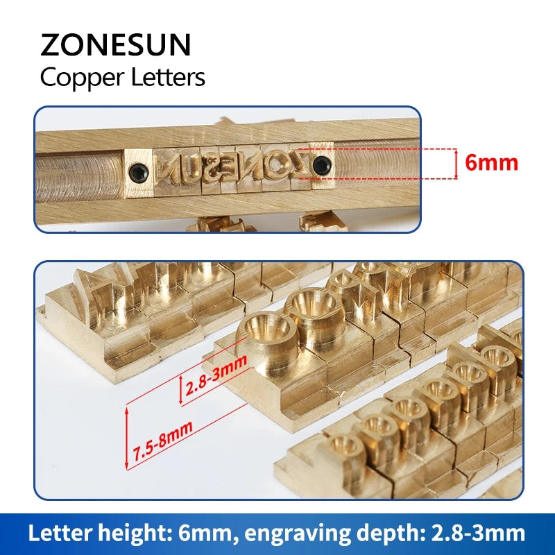 Molde de letras de cobre ZONESUN 