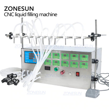 Máquina de llenado de líquidos con bomba de diafragma eléctrica de 10 boquillas ZONESUN