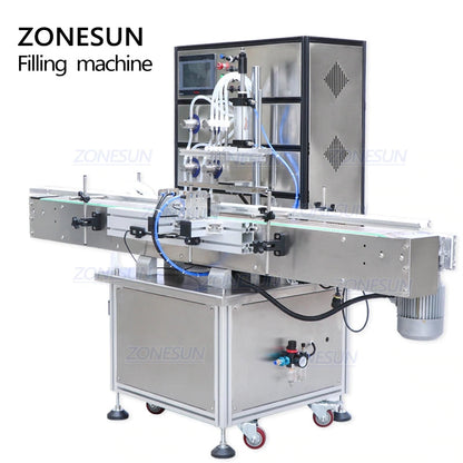 Máquina de llenado de líquidos con bomba magnética automática completa de 4 boquillas ZONESUN